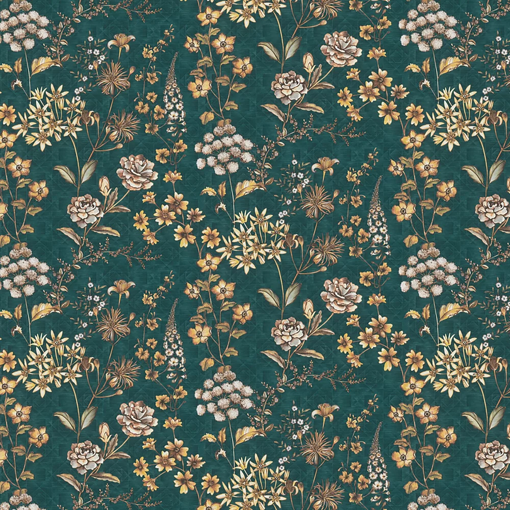 Stockholm Floral By Metropolitan Stories Teal Wallpaper Wallpaper