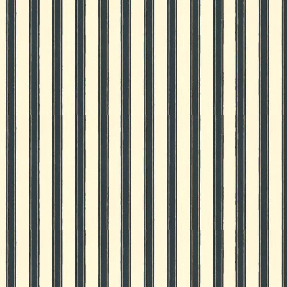Block Print Stripe by Farrow & Ball - Cream / Metallic Silver / Black ...