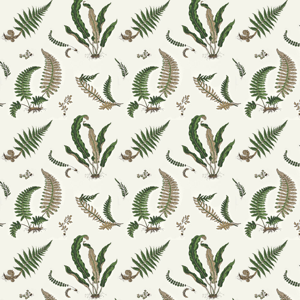 Ferns Wallpaper - Green / Cream - by G P & J Baker