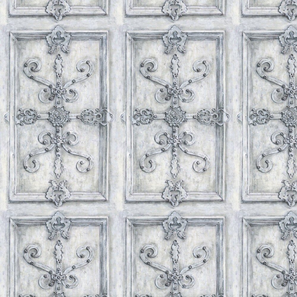 Iron Scroll Wallpaper - Silver - by Kandola