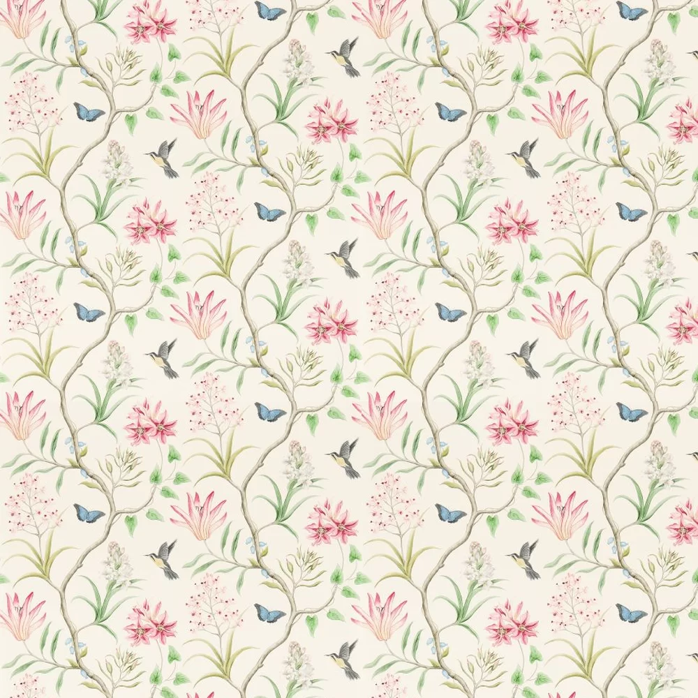 Clementine by Sanderson - Blue / Green / Pink - Wallpaper : Wallpaper Direct