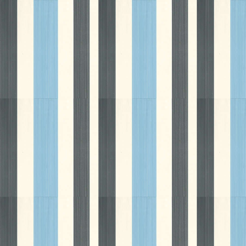 Chromatic Stripe Wallpaper - White/ Aqua/ Black - by Farrow & Ball