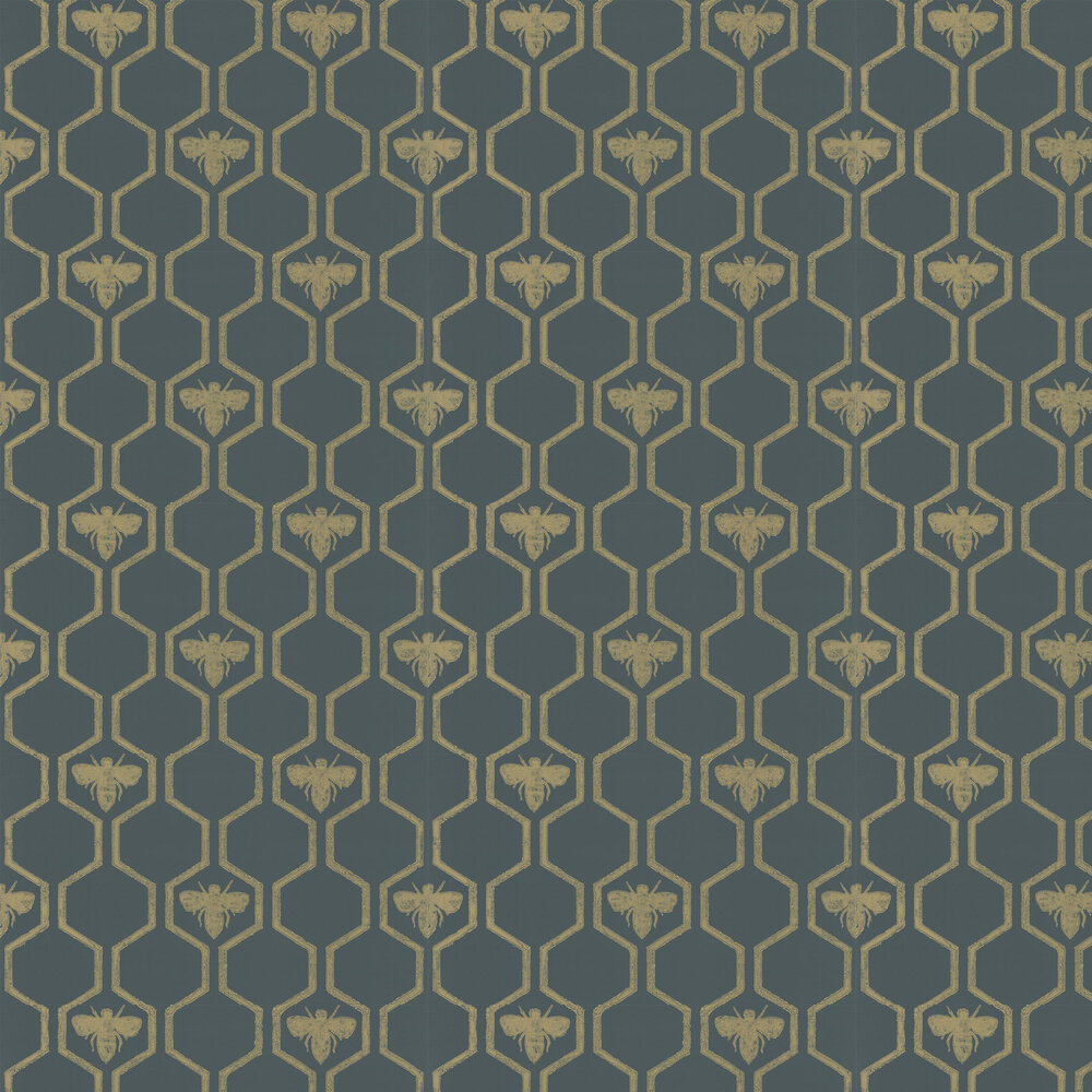Honey Bees Gold by Barneby Gates - Charcoal / Gold - Wallpaper : Wallpaper  Direct