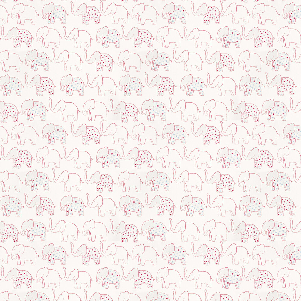 Elephant Wallpaper - Pink / Blue / Grey / White - by Casamance