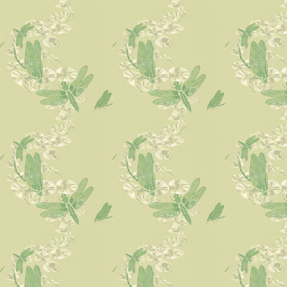 Dragonfly Wallpaper - Apple Green - by Barneby Gates