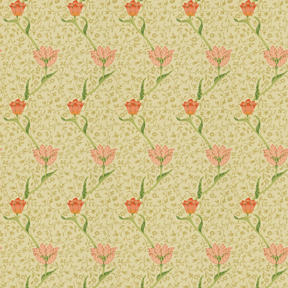 Garden Tulip Wallpaper - Vanilla / Russet - by Morris