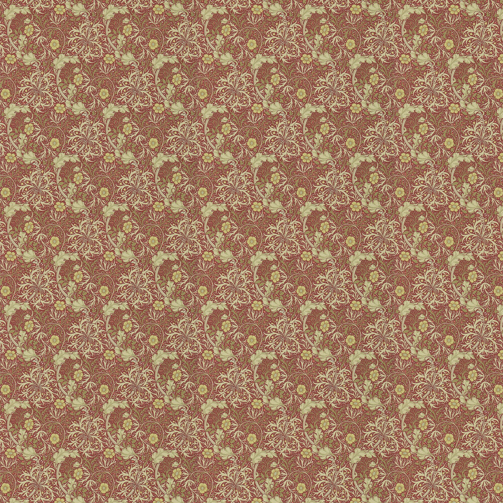 Morris Seaweed Wallpaper - Red / Gold - by Morris