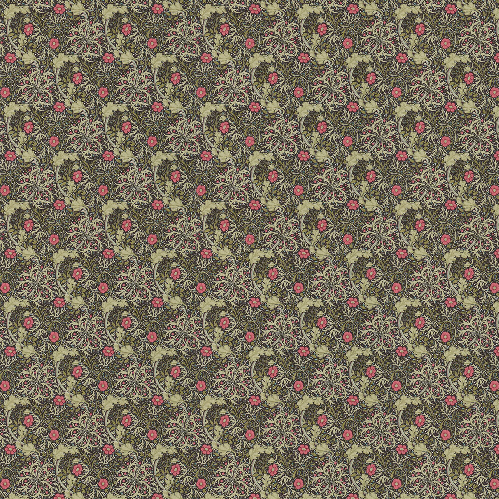 Morris Seaweed Wallpaper - Ebony / Poppy - by Morris