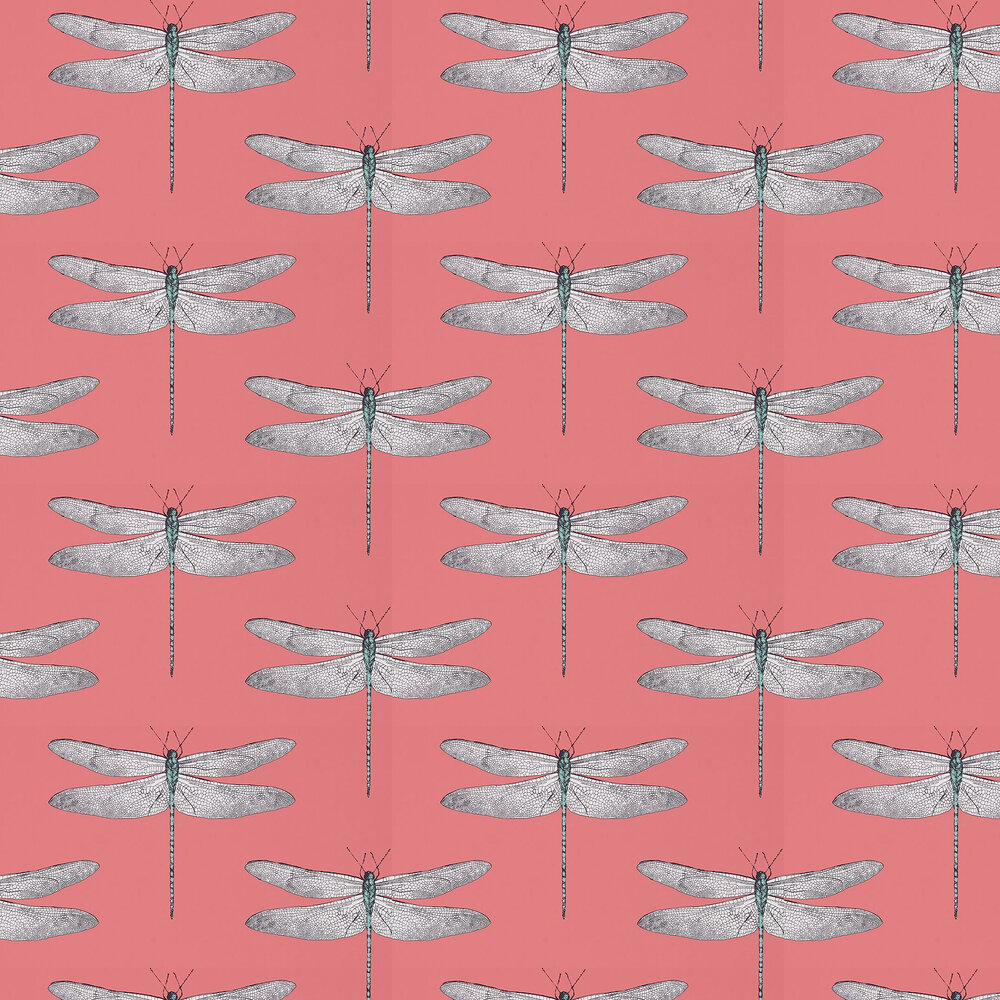 Demoiselle Wallpaper - Coral/Mint - by Harlequin