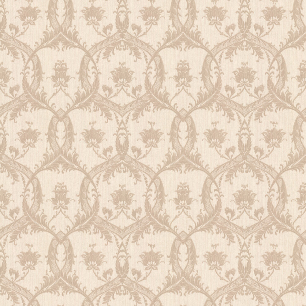 Glitter Trailing Damask Wallpaper - Taupe / Cream - by Albany