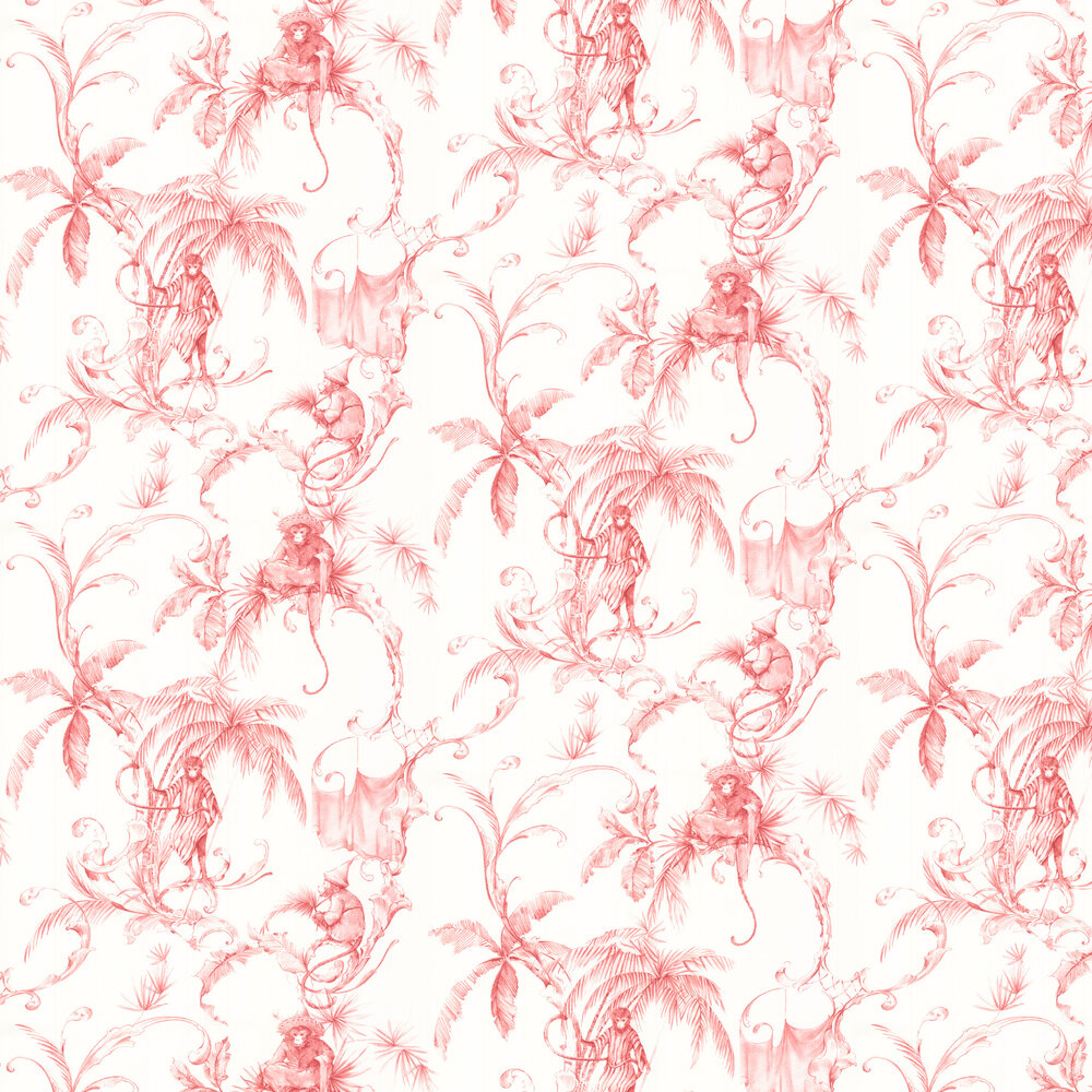 Barbary Toile Wallpaper - Coral Red - by Nina Campbell