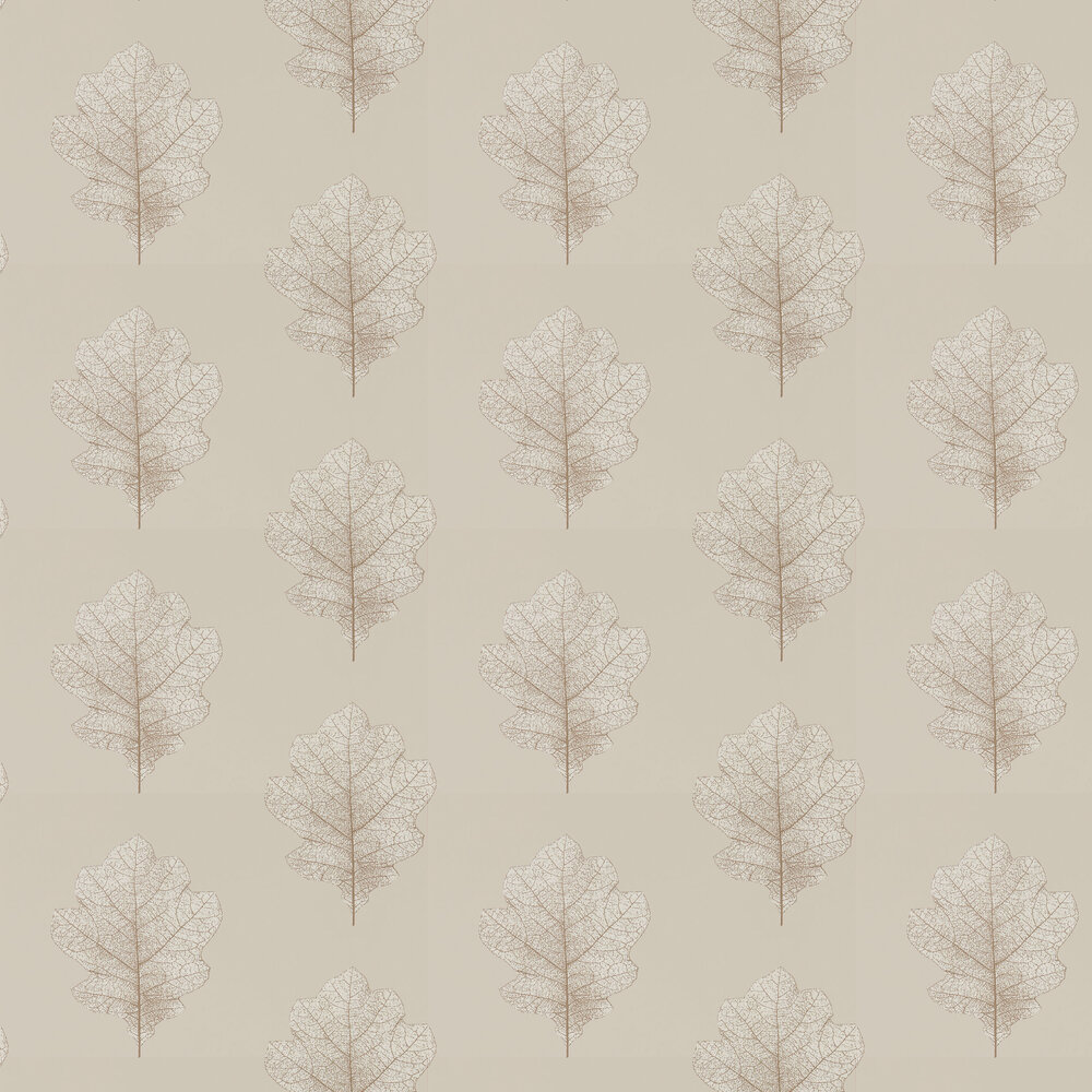 Oak Filigree Wallpaper - Gilver / Stone - by Sanderson