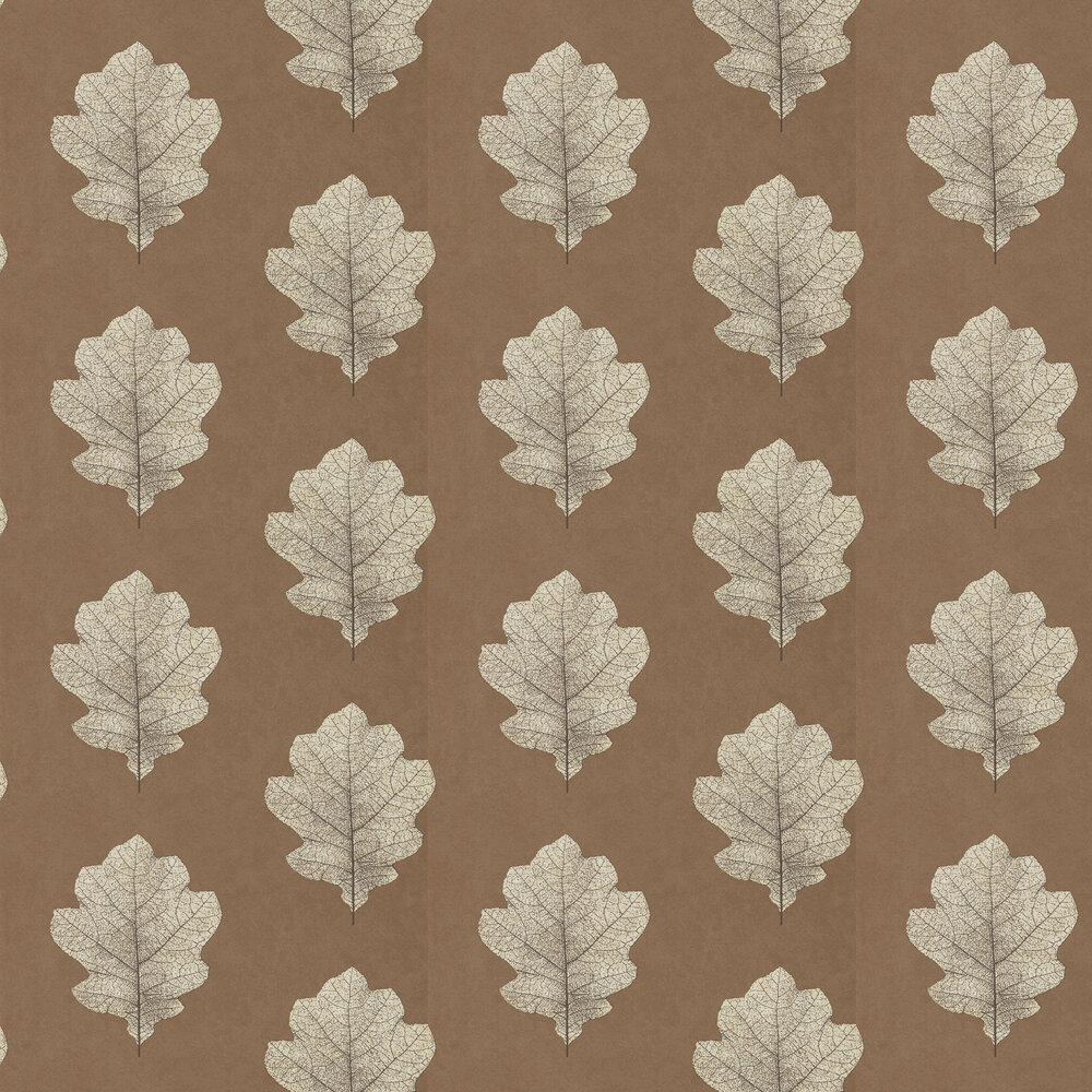 Oak Filigree Wallpaper - Copper / Graphite - by Sanderson
