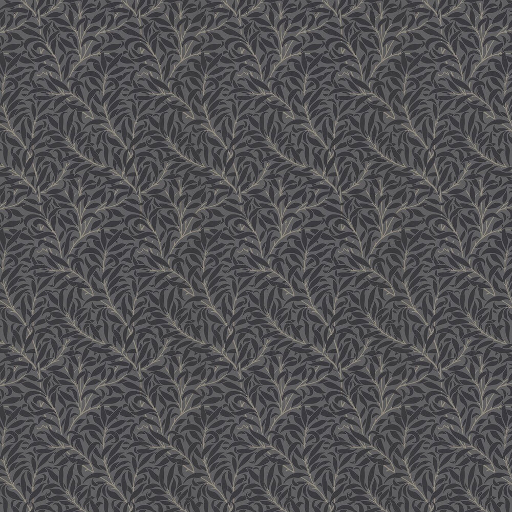 Pure Willow Bough Wallpaper - Charcoal / Black - by Morris