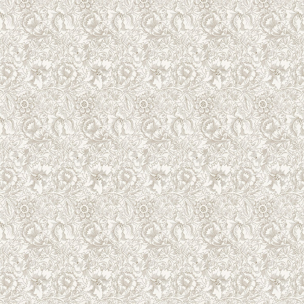 Pure Poppy Wallpaper - Cream / Gold - by Morris