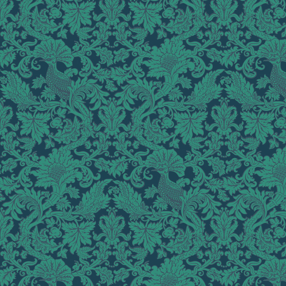 Balabina Wallpaper - Midnight and Jade - by Cole & Son