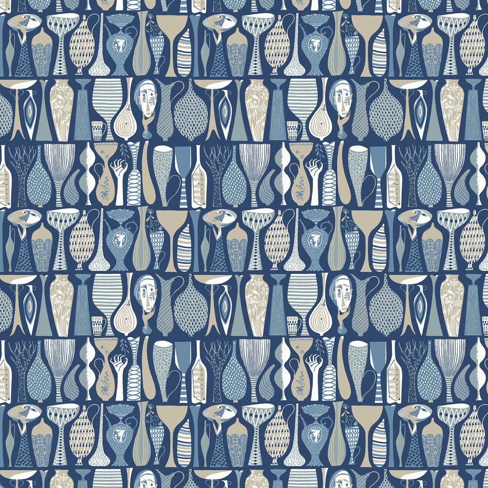 Pottery Wallpaper - Blue - by Boråstapeter