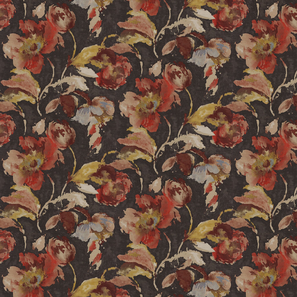 Beatrice Wallpaper - Charcoal / Copper - by Jane Churchill