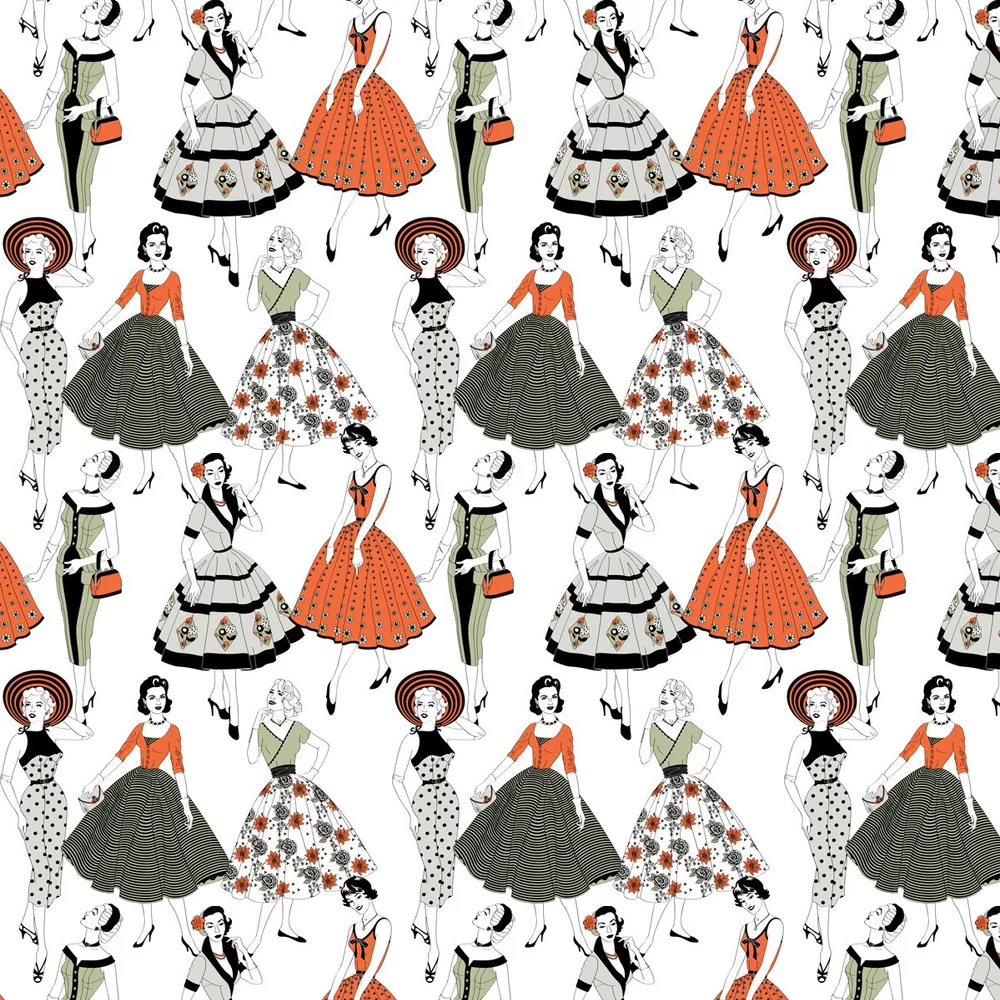 Dupenny Wallpaper Vintage Dress (Colour) - 10m VINTAGEDRESS 10M COL