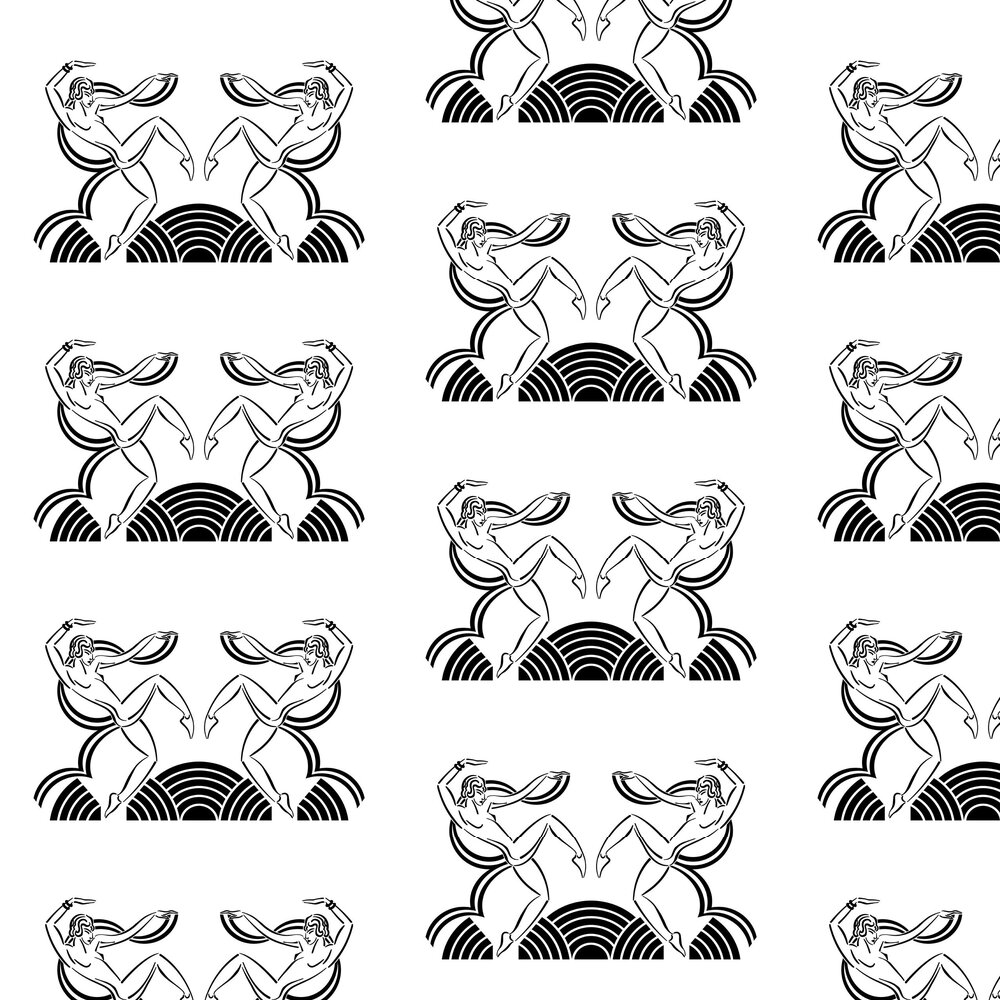Dancing Girls Wallpaper - Black / White - by Art Decor Designs