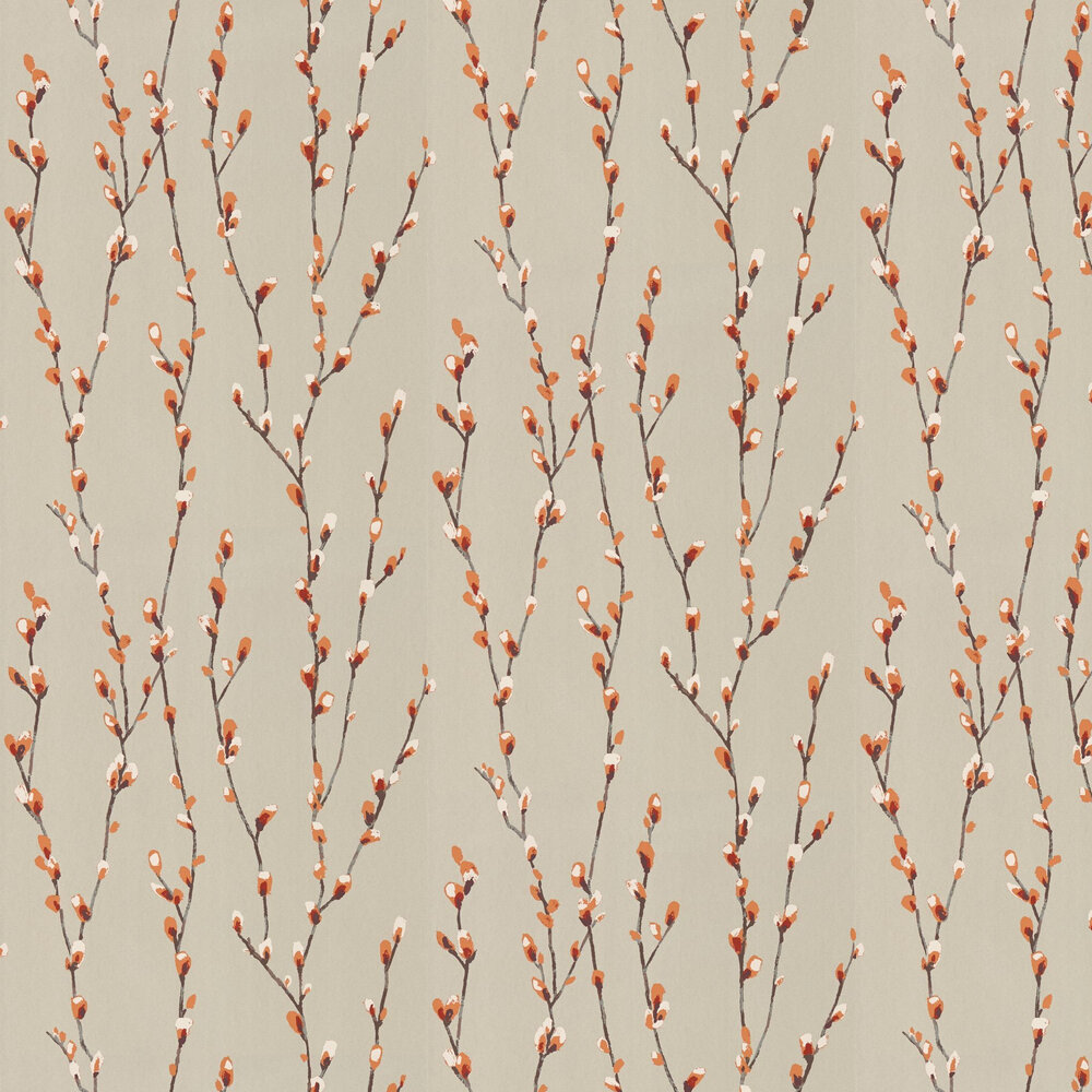 Salice Wallpaper - Tangerine / Gilver - by Harlequin