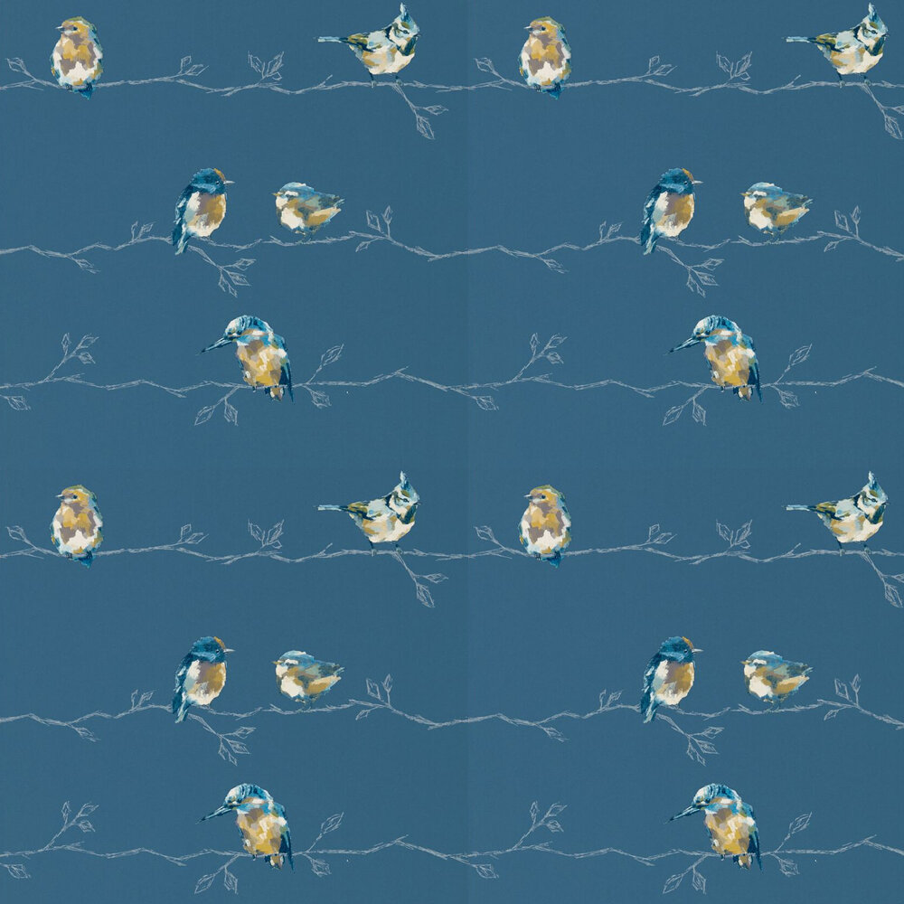 Persico Wallpaper - Turquoise / Navy - by Harlequin
