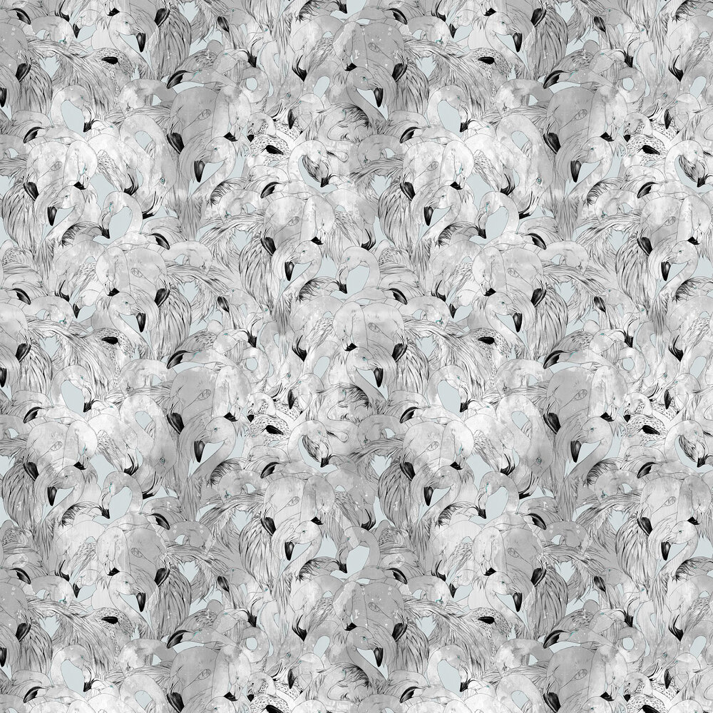 Flamingo Wallpaper - Pale Blue - by 17 Patterns