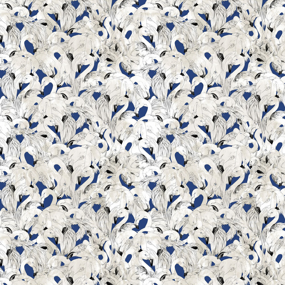 Flamingo Wallpaper - Navy - by 17 Patterns