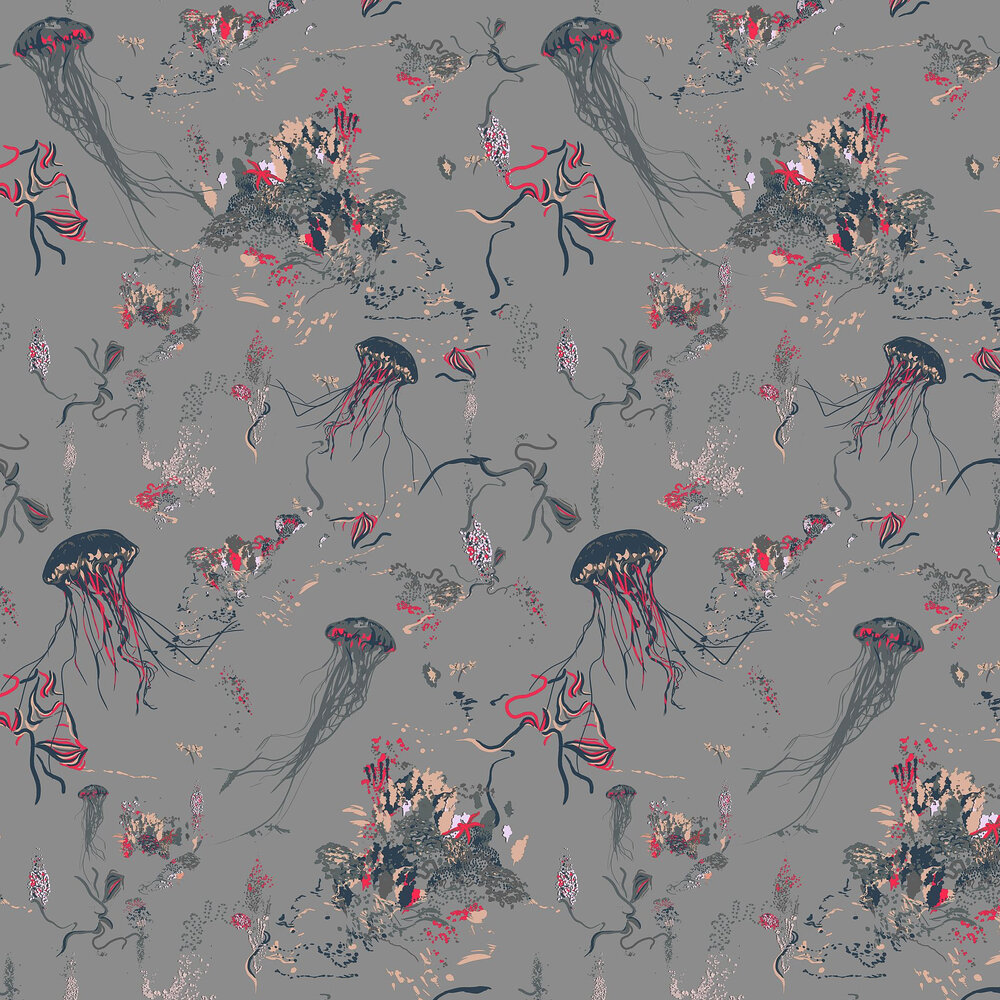 Jellyfish Wallpaper - Grey - by 17 Patterns