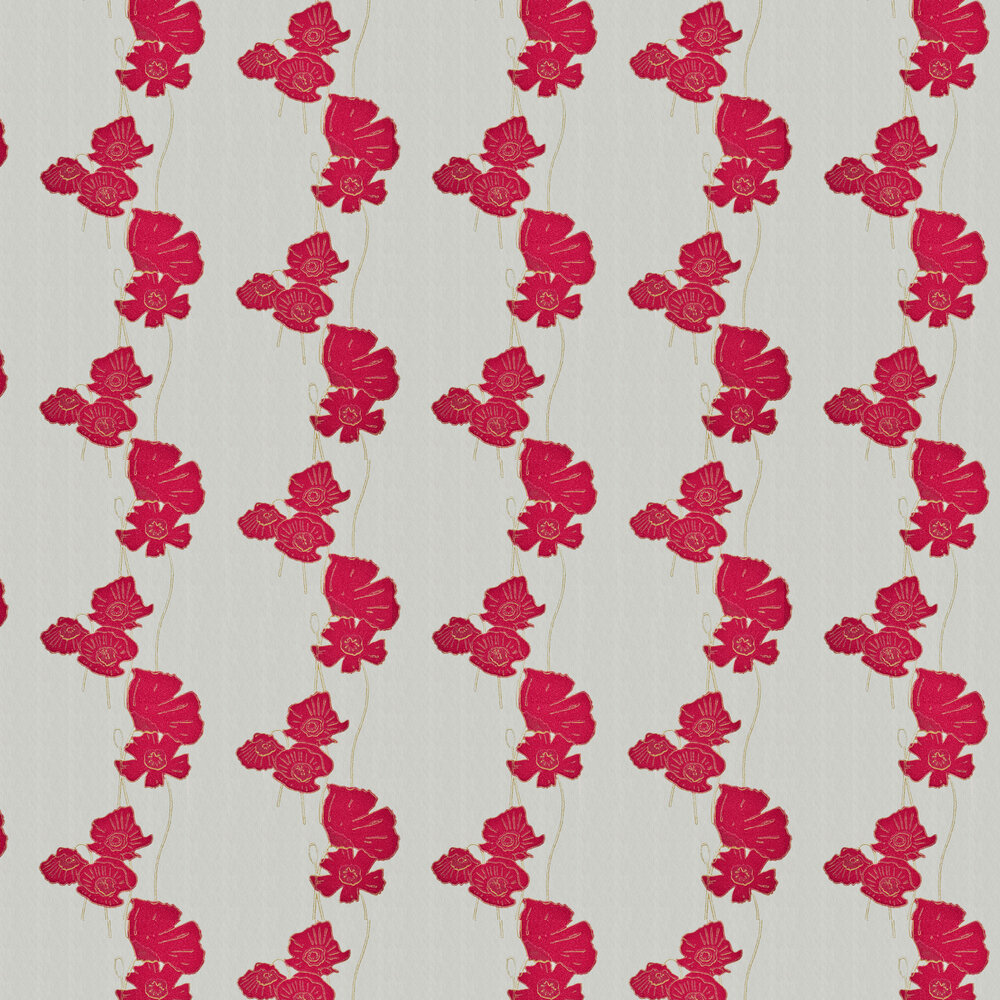 Poppy Fields Wallpaper - Red / Gold - by Barneby Gates