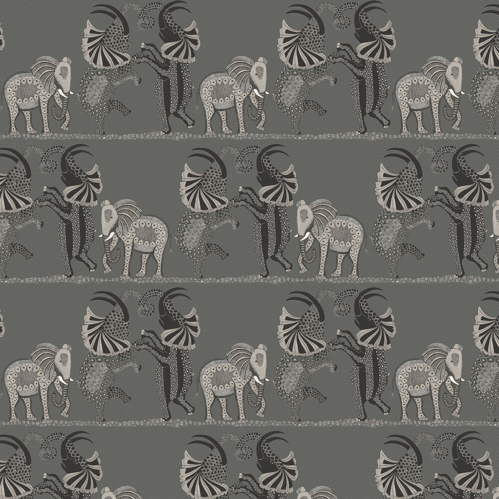 Safari Dance Wallpaper - Charcoal / White - by Cole & Son