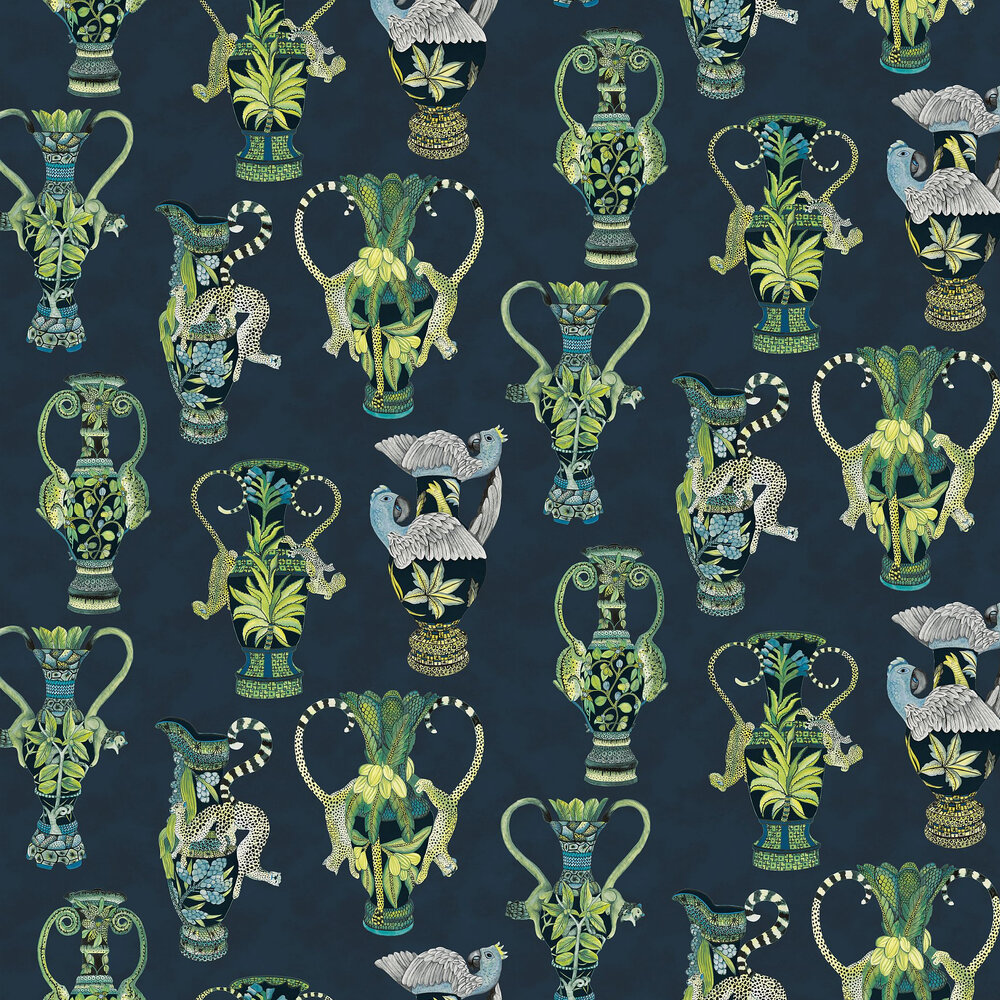 Khulu Vases Wallpaper - Midnight - by Cole & Son