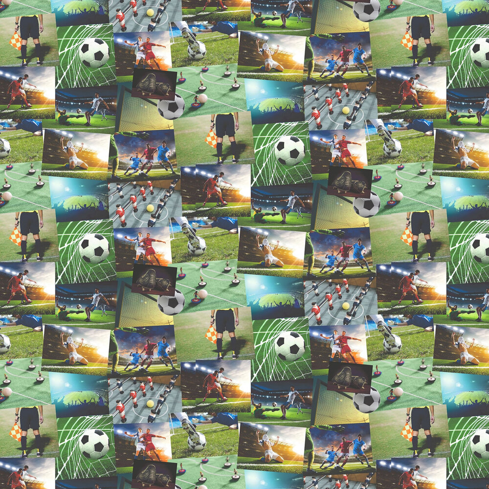 Football Collage Wallpaper - Multi-coloured - by Albany