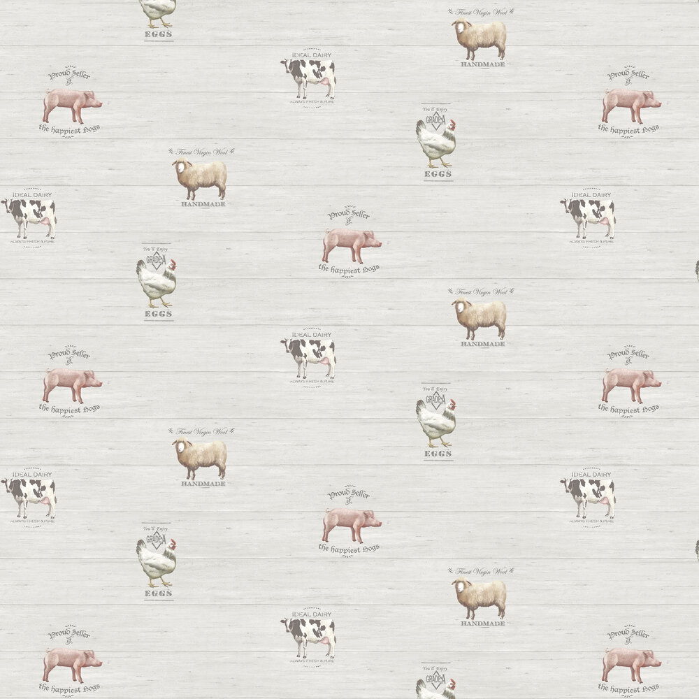 Farmyard Wallpaper - Off White - by Galerie