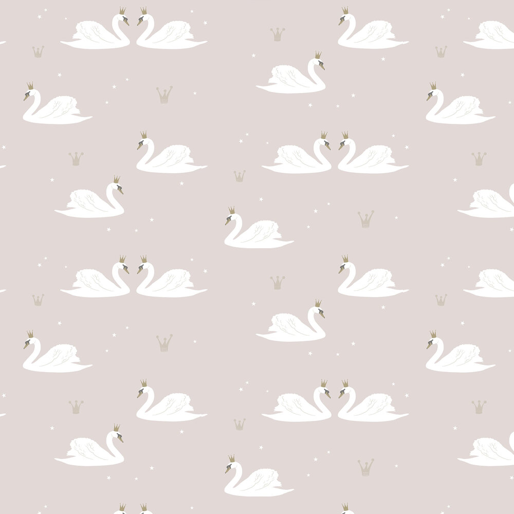 Swans Wallpaper - Pale Rose - by Hibou Home