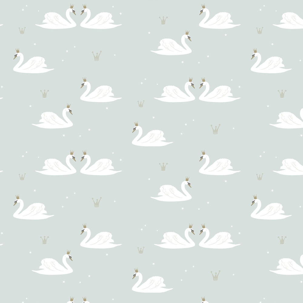 Swans  Wallpaper - Mint - by Hibou Home
