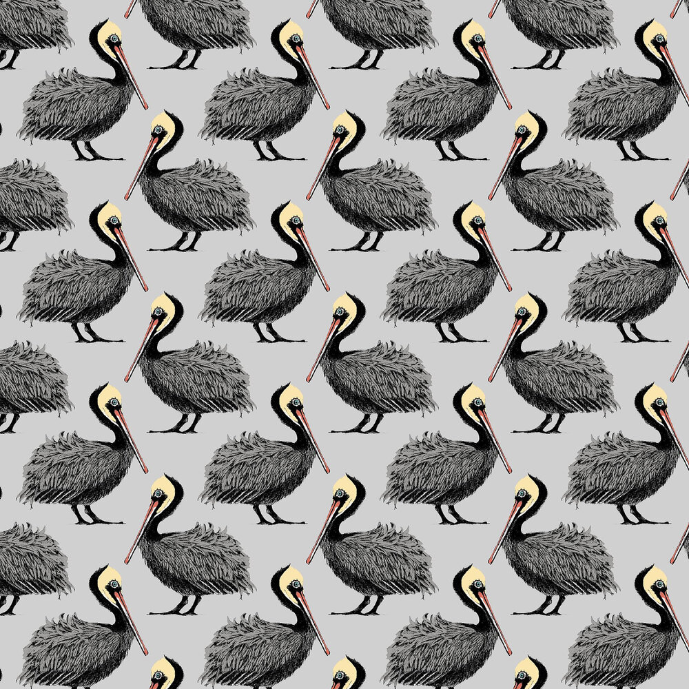Pelican Wallpaper - Grey - by Petronella Hall
