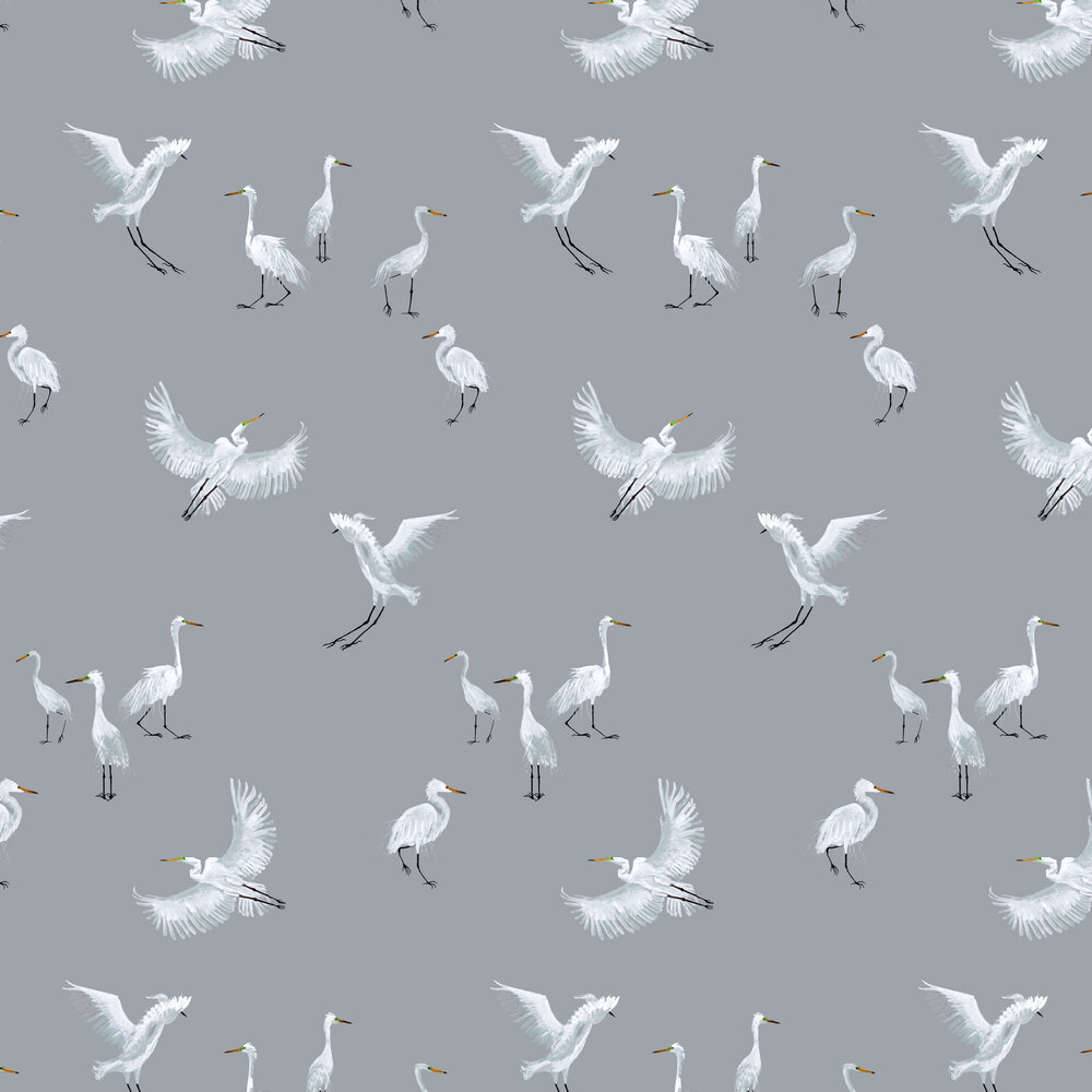 Egrets Wallpaper - Rain - by Petronella Hall