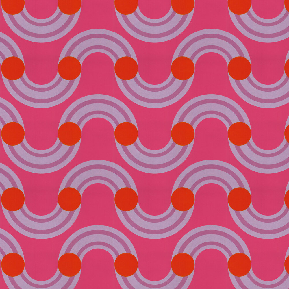 Spot On Waves Flock Wallpaper - Raspberry - by Kirkby Design