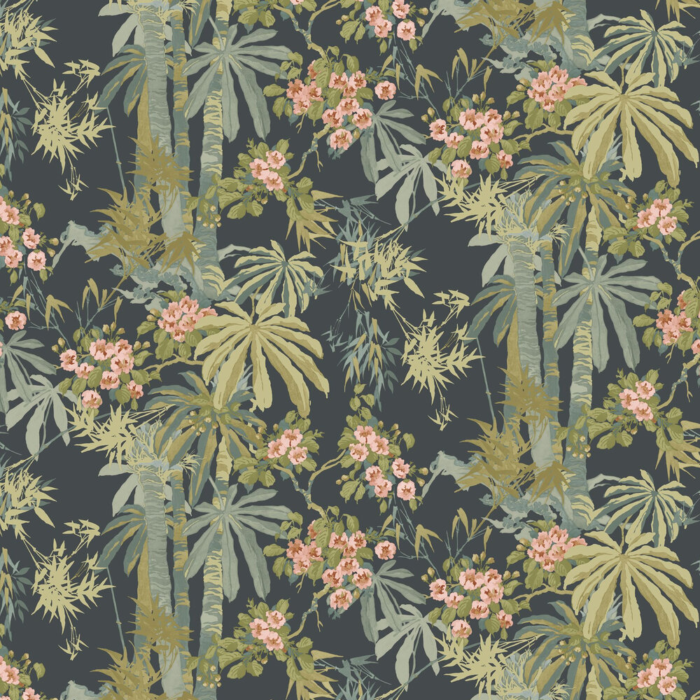 Bamboo Garden by Linwood - Navy - Wallpaper : Wallpaper Direct