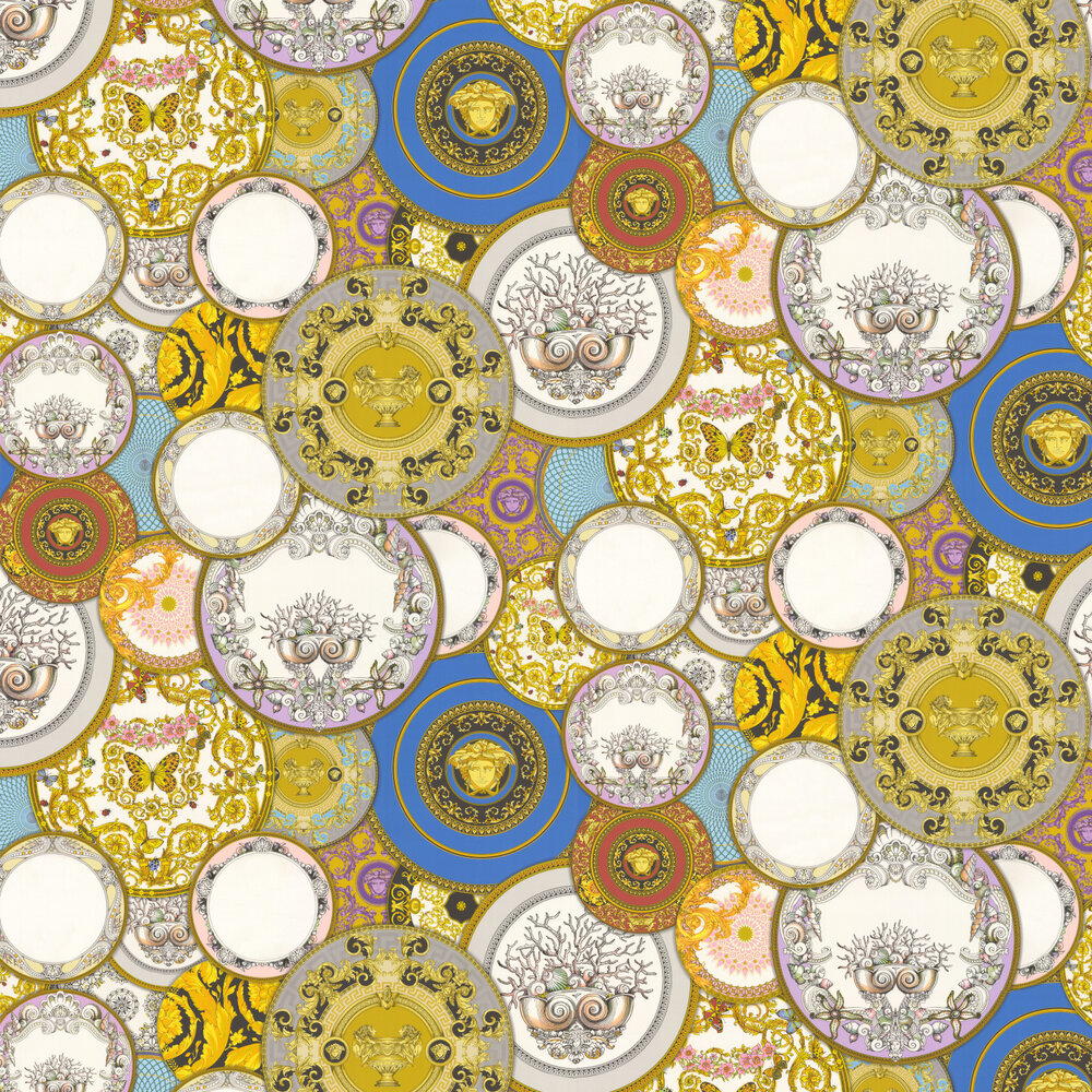 Decorative Plates by Versace - Multi-coloured - Wallpaper : Wallpaper Direct