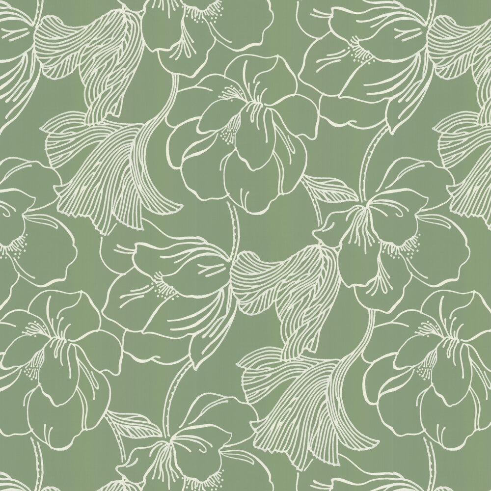 Helleborus Wallpaper - Green - by Farrow & Ball