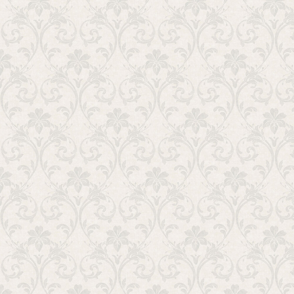 Art Nouveau Wallpaper - White and Silver - by Casadeco