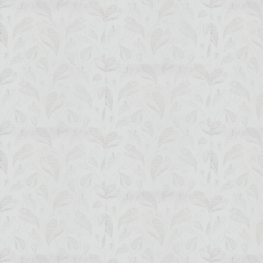 Vine Leaves Wallpaper - White and Silver - by Casadeco
