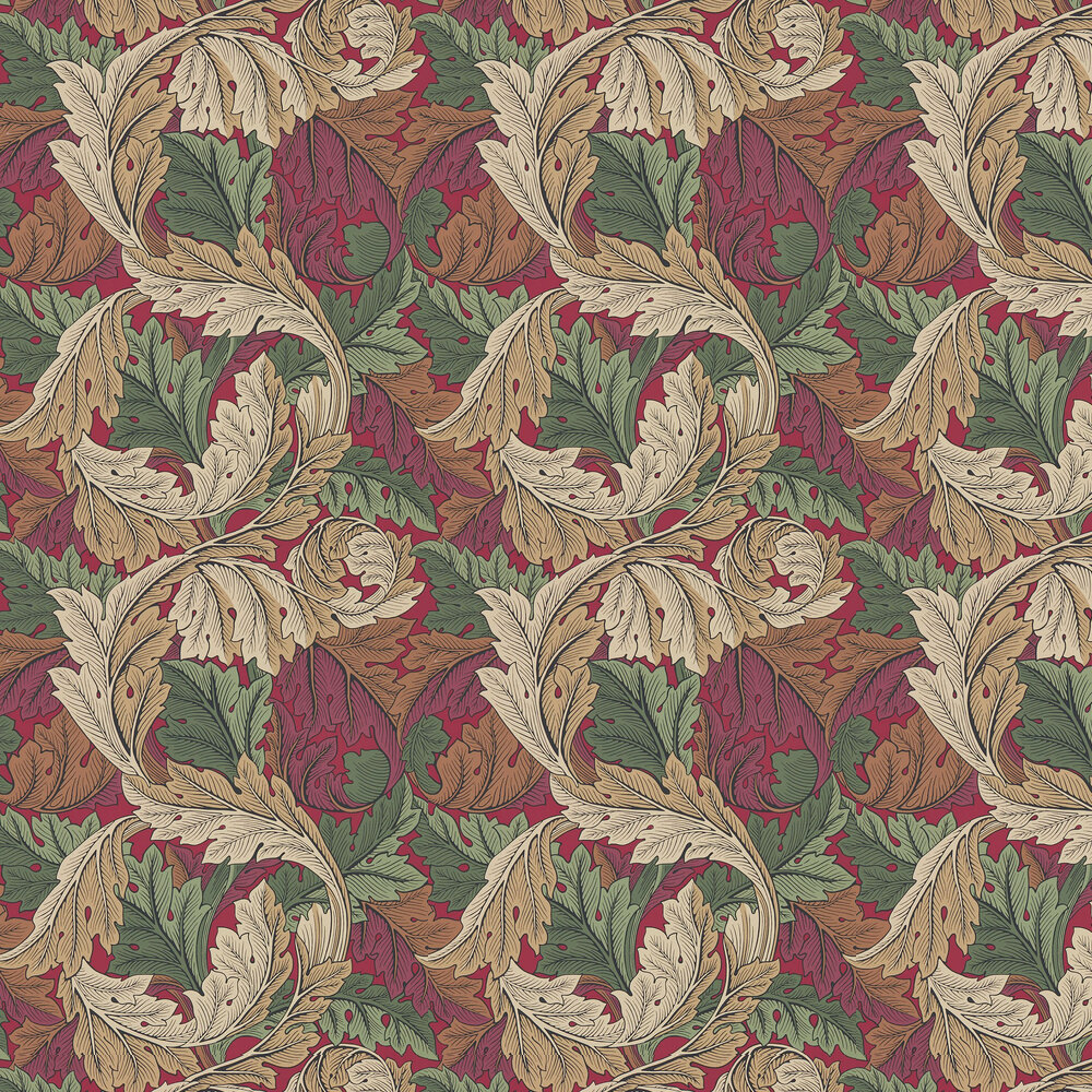 Acanthus Wallpaper - Madder / Thyme - by Morris