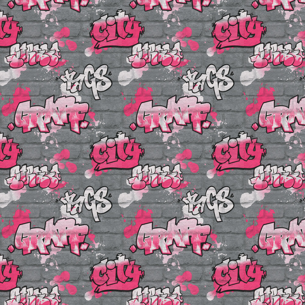 Urban Wall Wallpaper - Pink and Grey - by Albany