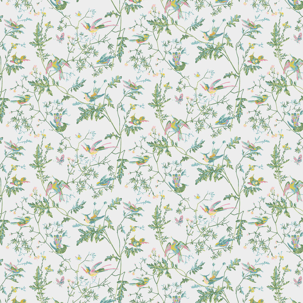 Hummingbirds Wallpaper - Green and Pink - by Cole & Son