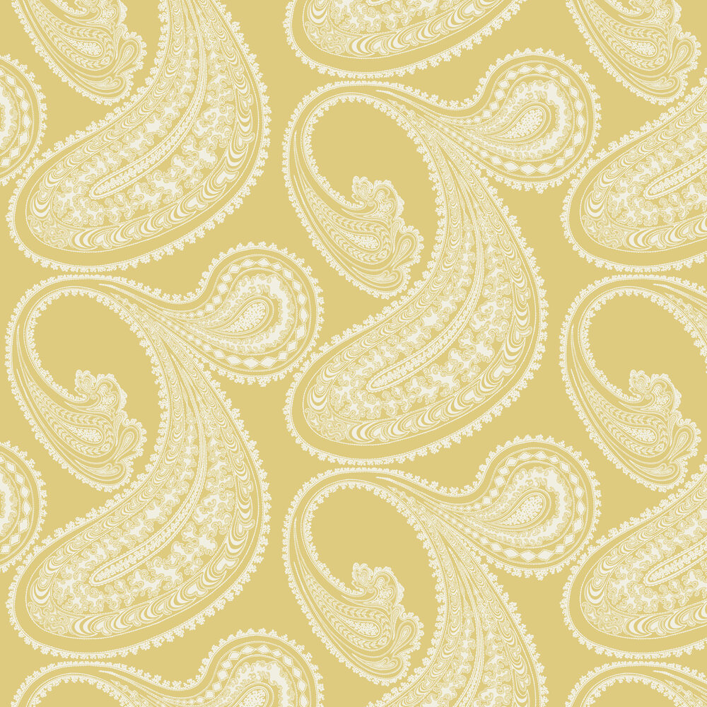 Rajapur Flock Wallpaper - Yellow / White - by Cole & Son