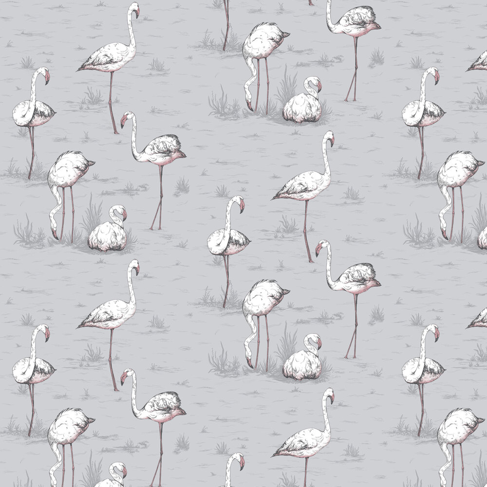 Flamingos Wallpaper - Lilac Grey and Bronze - by Cole & Son