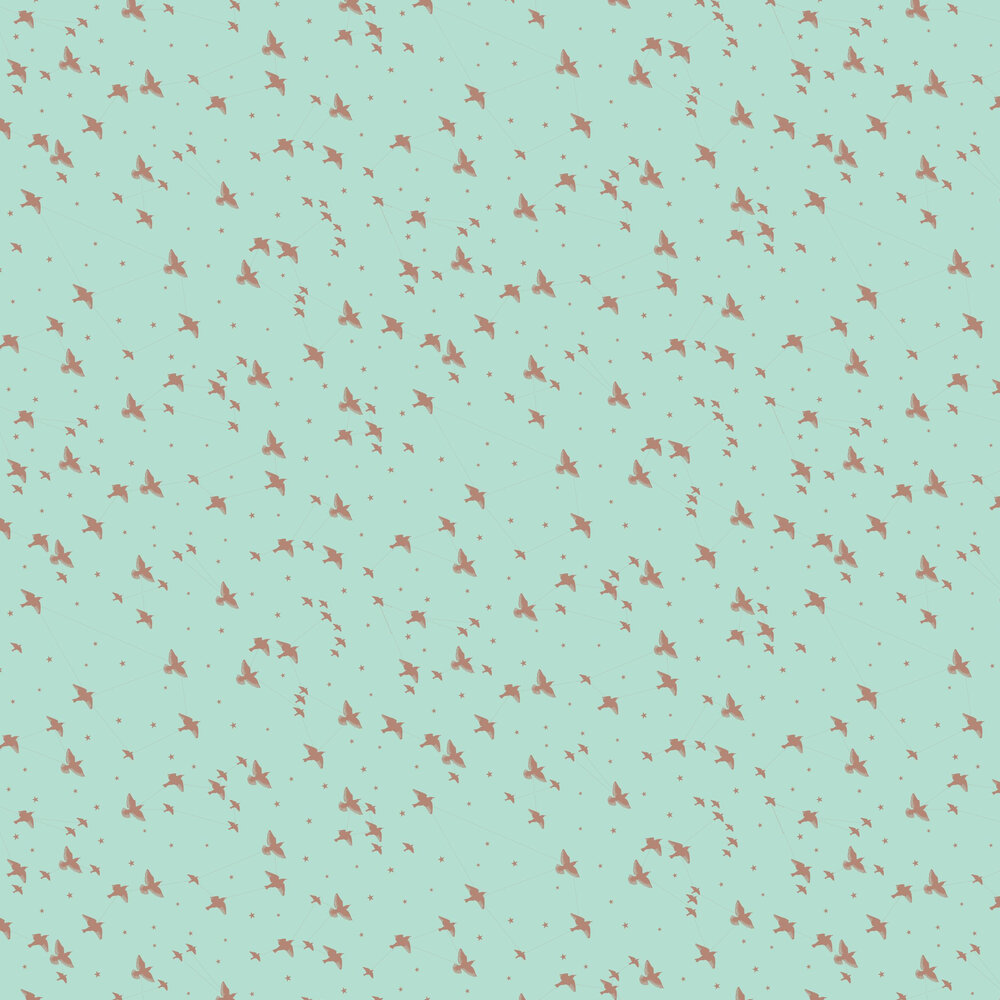 Star-ling Wallpaper - Pale Verdigris and Copper - by Mini Moderns